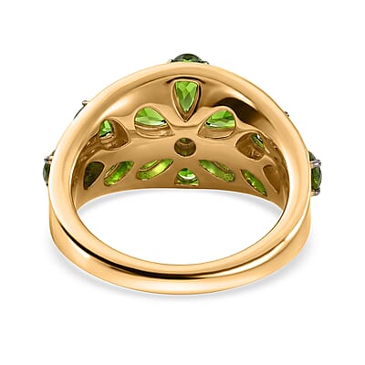 D'Joy Chrome Diopside 2.60 ctw Blooming Petal Ring in 18K Vermeil Yellow Gold Over Sterling Silver (Size 10.0)