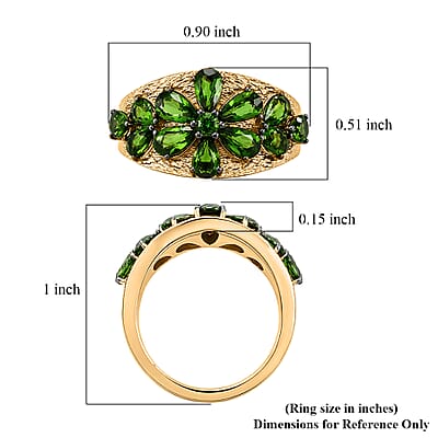 D'Joy Chrome Diopside 2.60 ctw Blooming Petal Ring in 18K Vermeil Yellow Gold Over Sterling Silver (Size 10.0)
