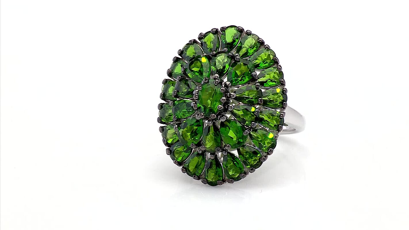 D'Joy Chrome Diopside Ring in Rhodium Over Sterling Silver (Size 10.0) 7.10 ctw