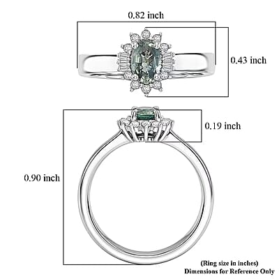 D'Joy Montana Sapphire and Diamond 0.80 ctw Sunburst Ring in Rhodium Over Sterling Silver (Size 10.0)