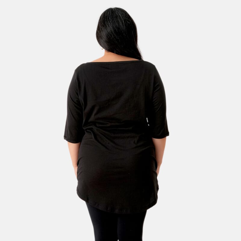 La Marey Set of 2 Elbow Sleeve High- Low Tunic -Lily and Sunflower - One Size Missy