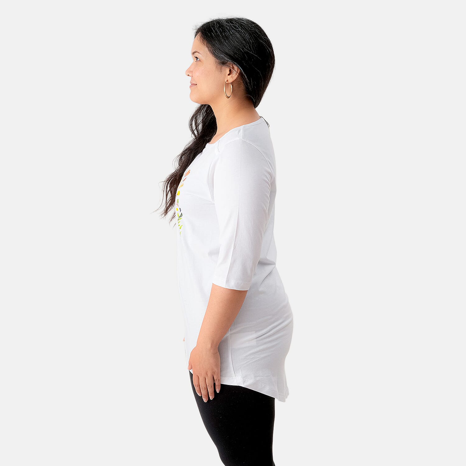 La Marey Set of 2 Elbow Sleeve High- Low Tunic -Rainbow and Butterfly - One Size Missy