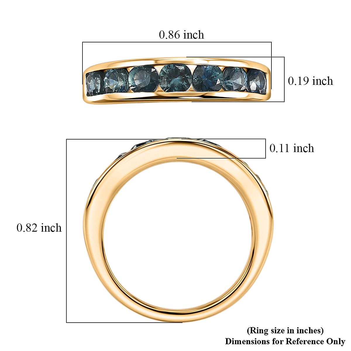D'Joy Montana Sapphire 1.50 ctw Classic Band Ring in 18K Vermeil Yellow Gold Over Sterling Silver (Size 6.0) image number 5