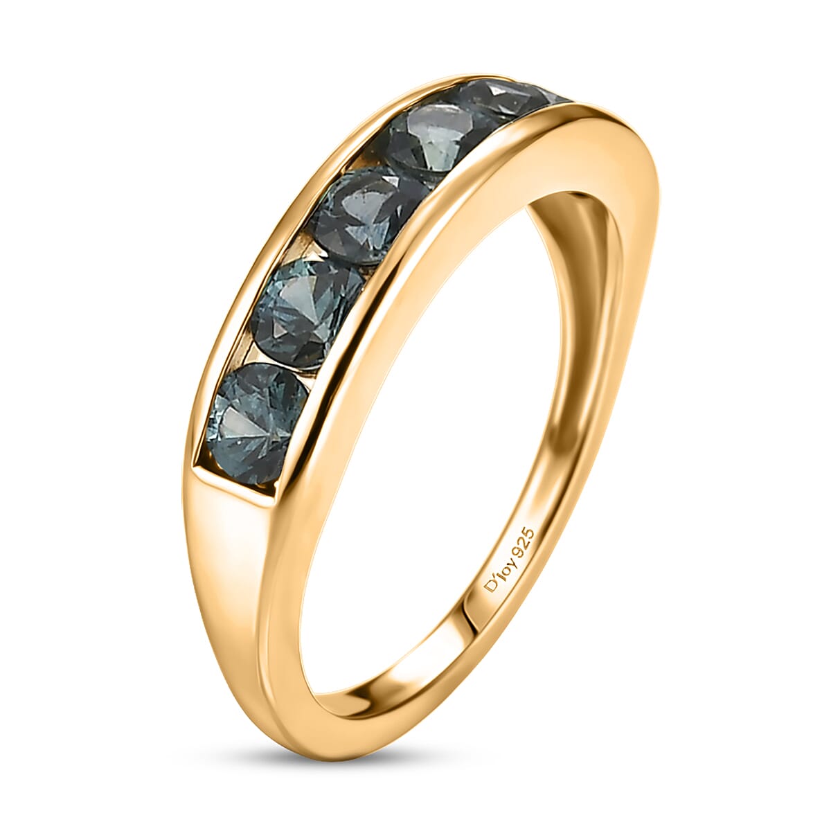 D'Joy Montana Sapphire 1.50 ctw Classic Band Ring in 18K Vermeil Yellow Gold Over Sterling Silver (Size 7.0)