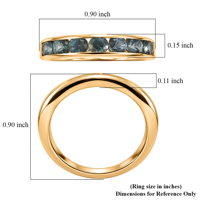 D'Joy Montana Sapphire 1.50 ctw Classic Band Ring in 18K Vermeil Yellow Gold Over Sterling Silver (Size 7.0)