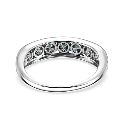 D'Joy Montana Sapphire 1.50 ctw Classic Band Ring in Rhodium Over Sterling Silver (Size 6.0)