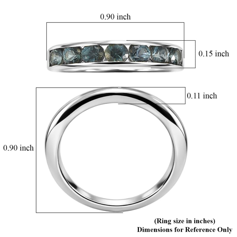 D'Joy Montana Sapphire 1.50 ctw Classic Band Ring in Rhodium Over Sterling Silver (Size 6.0)