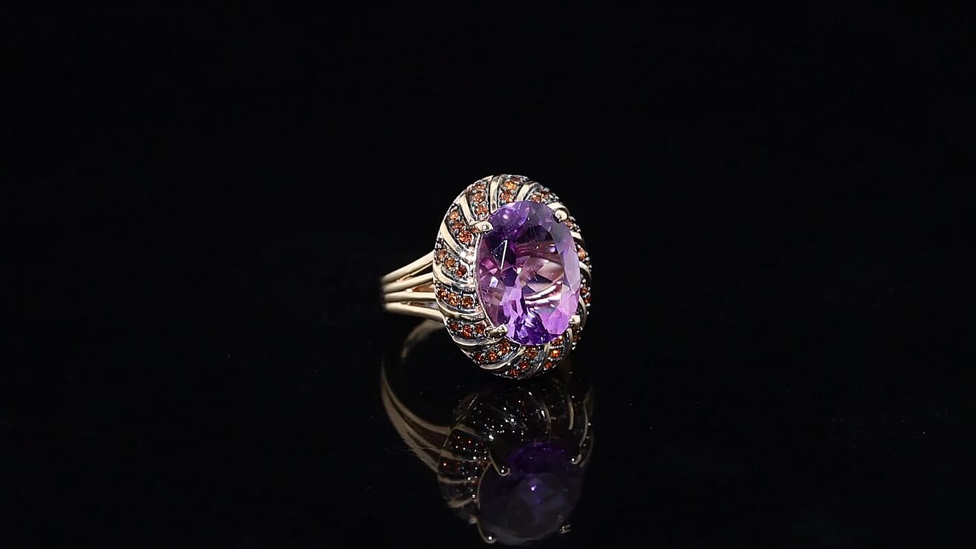 EverTrue Rose De Morocco Amethyst, Mozambique Garnet Ring in 18K RG Plated (Size 10.0) 6.20 ctw