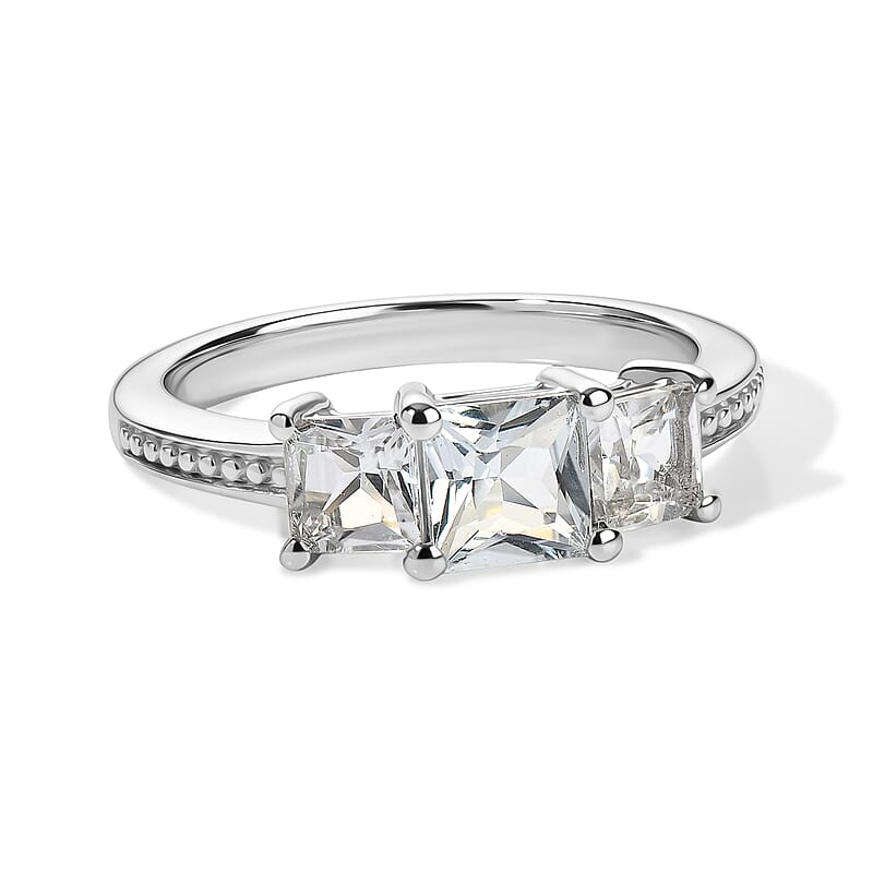 D'Joy White Topaz 1.65 ctw Ring in Rhodium Over Sterling Silver (Size 8.0)