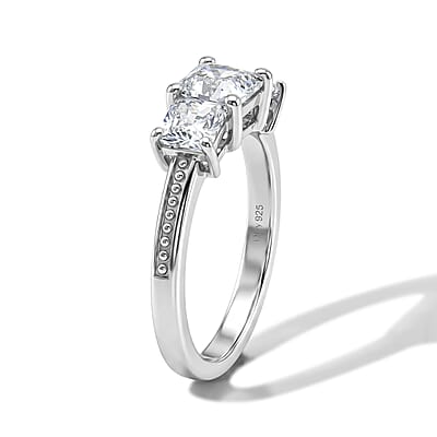 D'Joy White Topaz 1.65 ctw Ring in Rhodium Over Sterling Silver (Size 8.0)