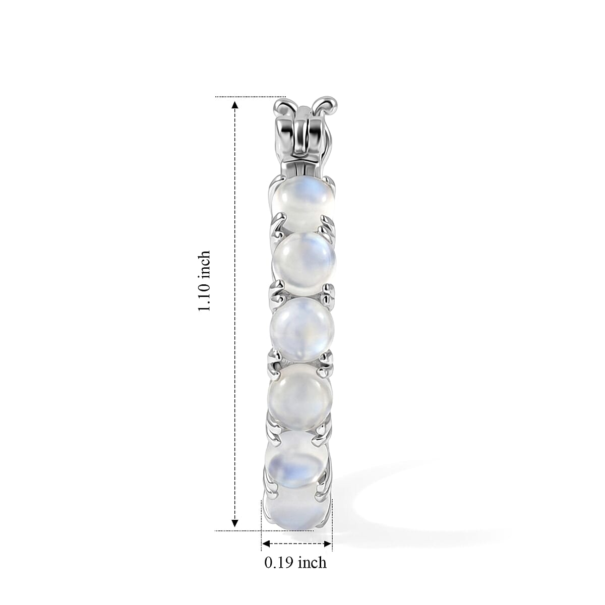 EverTrue Rainbow Moonstone 3.80 ctw J Hoop Earrings in Stainless Steel image number 4