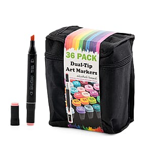 Closeout 36 Piece Dual Tip Art Markers Set in Assorted Colors with Case