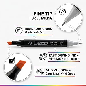 Closeout 36 Piece Dual Tip Art Markers Set in Assorted Colors with Case