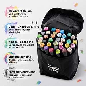 Closeout 36 Piece Dual Tip Art Markers Set in Assorted Colors with Case