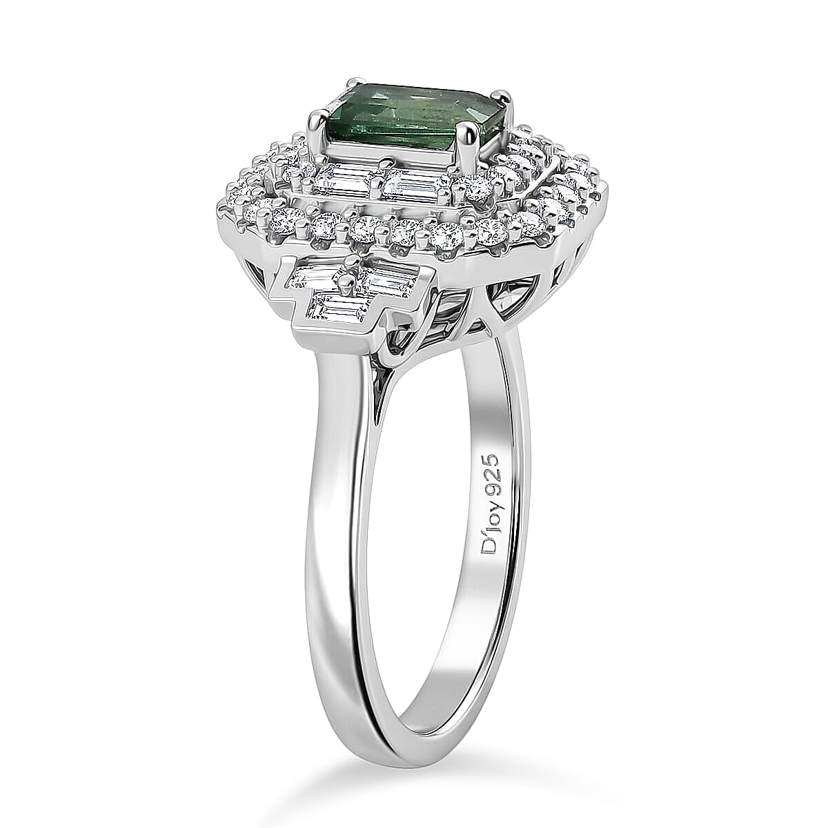 Certified & Appraised D'Joy Premium Arquiana Mint Tourmaline and Moissanite 1.68 ctw Ring in Rhodium Over Sterling Silver (Size 6.0)