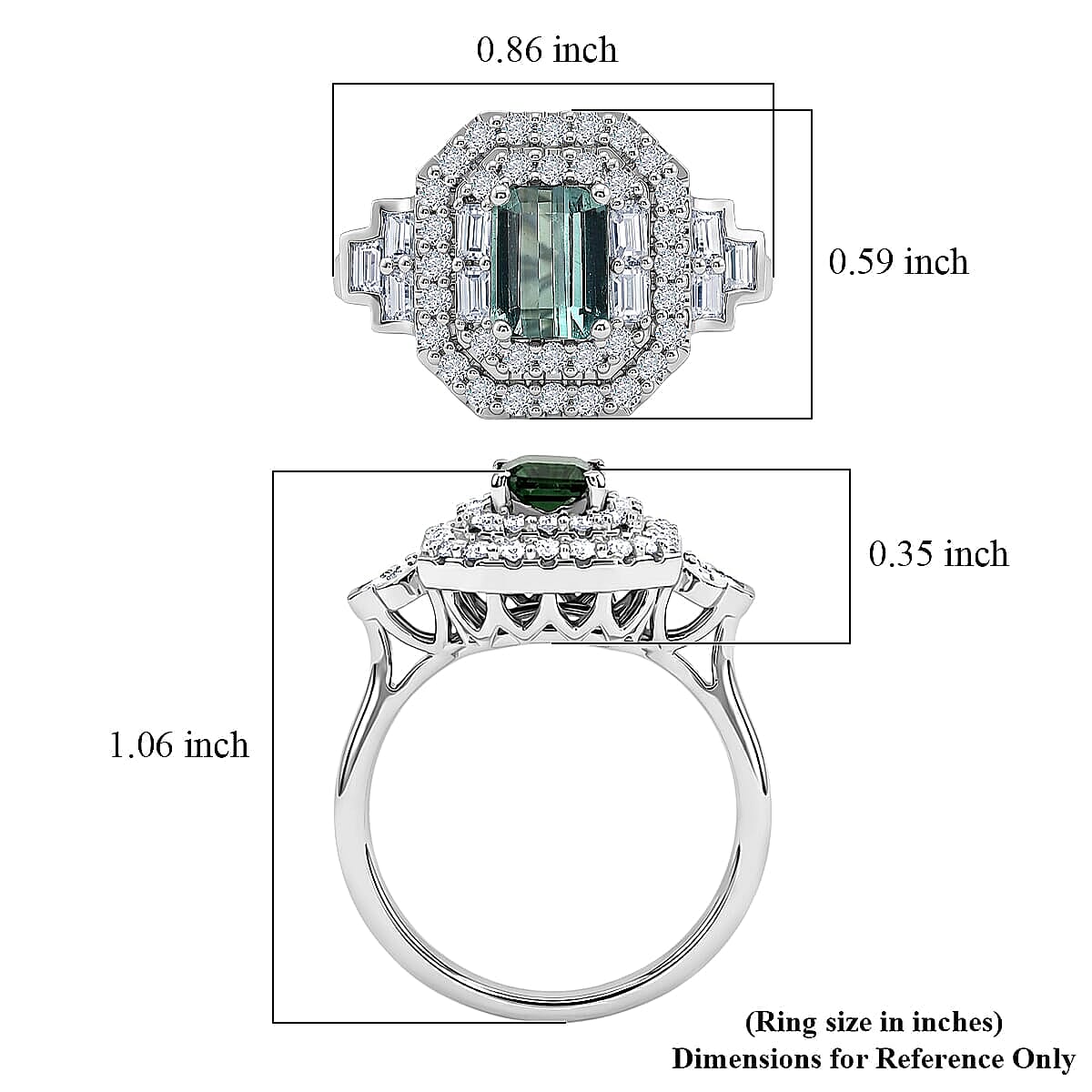 Certified & Appraised D'Joy Premium Arquiana Mint Tourmaline and Moissanite 1.68 ctw Ring in Rhodium Over Sterling Silver (Size 6.0)