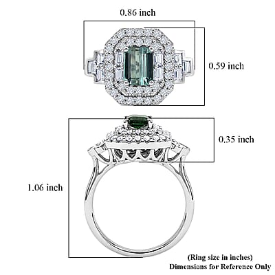 Certified & Appraised D'Joy Premium Arquiana Mint Tourmaline and Moissanite 1.68 ctw Ring in Rhodium Over Sterling Silver (Size 6.0)