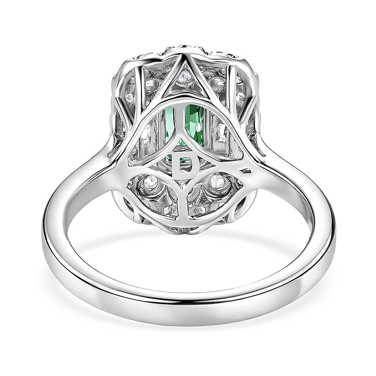 Certified & Appraised D'Joy Premium Arquiana Mint Tourmaline and Moissanite 1.19 ctw Ring in Rhodium Over Sterling Silver (Size 6.0) image number 4