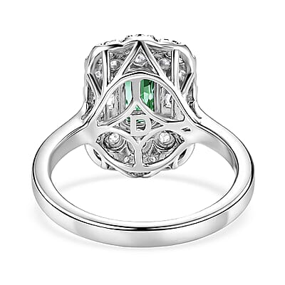 Certified & Appraised D'Joy Premium Arquiana Mint Tourmaline and Moissanite 1.19 ctw Ring in Rhodium Over Sterling Silver (Size 6.0)