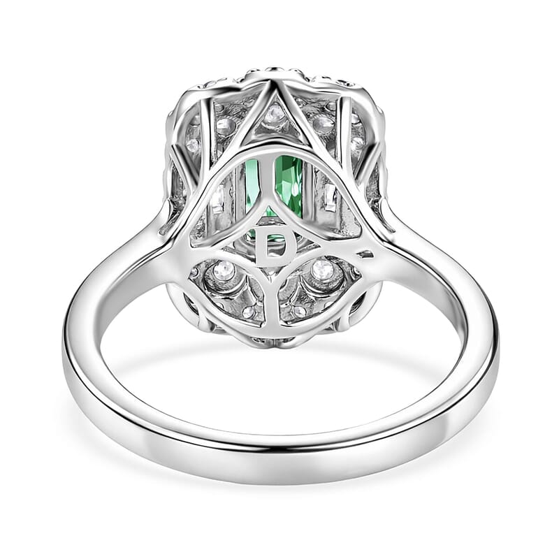 Certified & Appraised D'Joy Premium Arquiana Mint Tourmaline and Moissanite 1.19 ctw Ring in Rhodium Over Sterling Silver (Size 6.0)