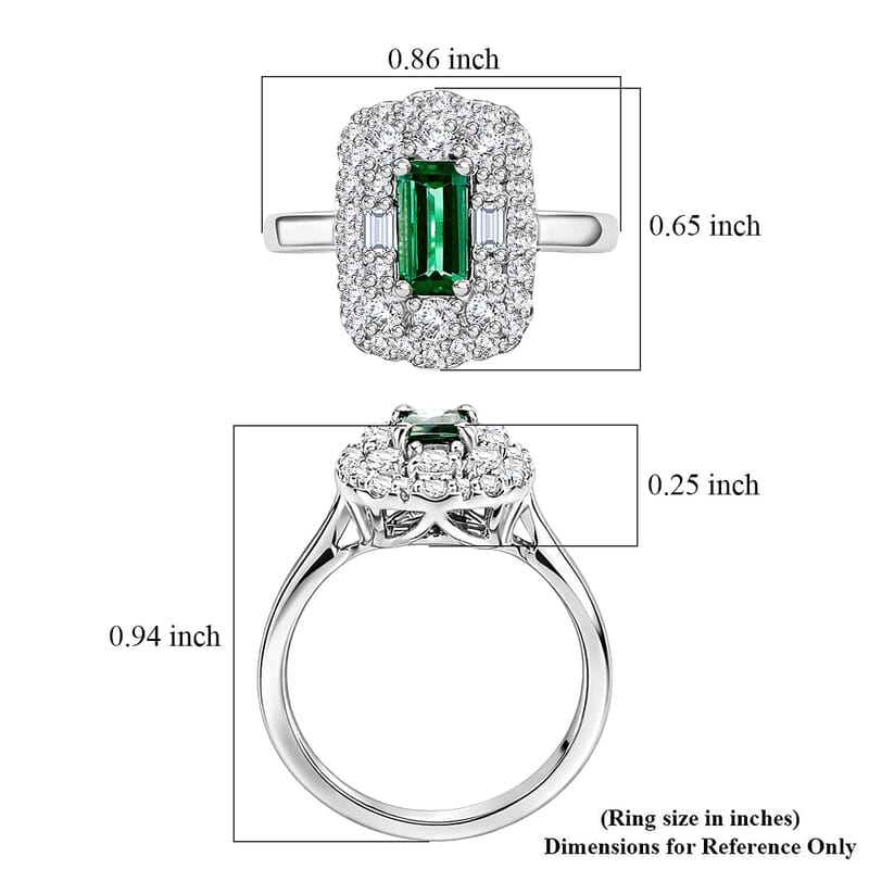 Certified & Appraised D'Joy Premium Arquiana Mint Tourmaline and Moissanite 1.19 ctw Ring in Rhodium Over Sterling Silver (Size 6.0)