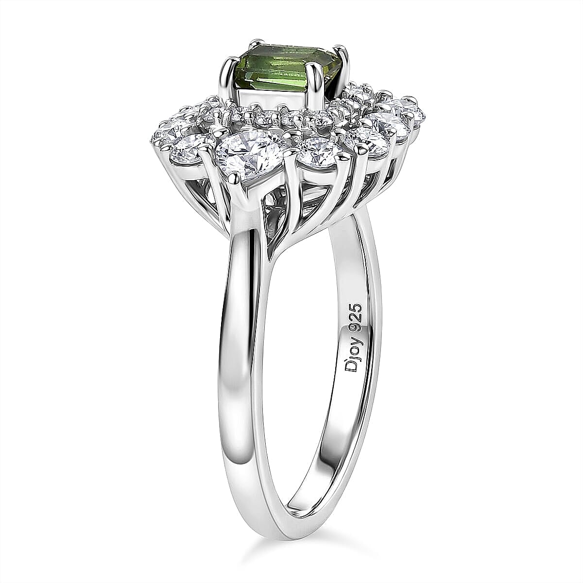 Certified & Appraised D'Joy Premium Arquiana Mint Tourmaline, Moissanite Ring in Rhodium Over Sterling Silver (Size 6.0) 1.82 ctw image number 3