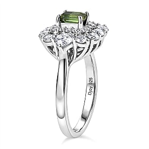 Certified & Appraised D'Joy Premium Arquiana Mint Tourmaline, Moissanite Ring in Rhodium Over Sterling Silver (Size 6.0) 1.82 ctw