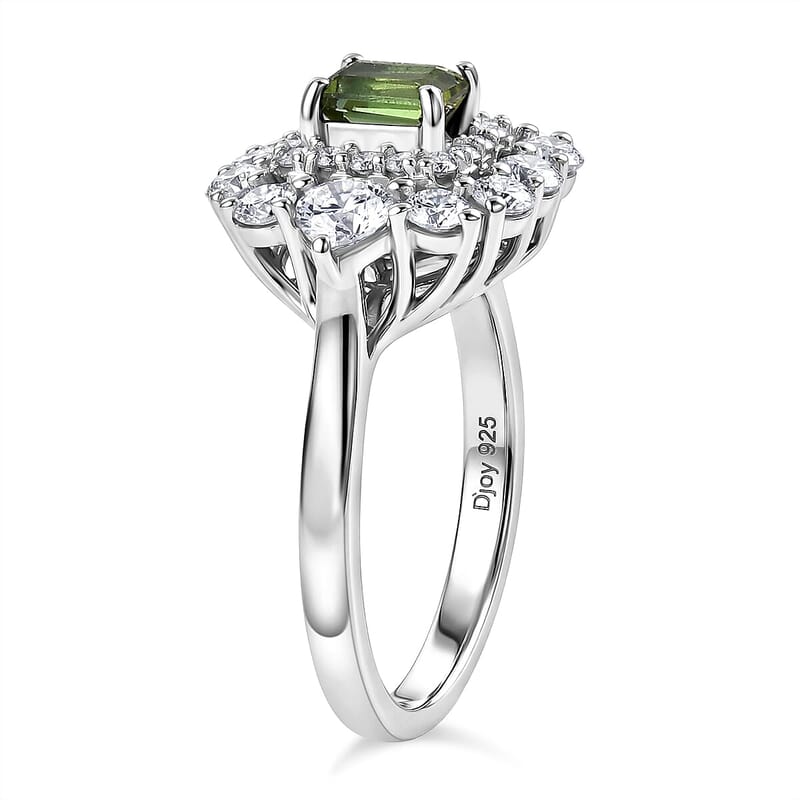 Certified & Appraised D'Joy Premium Arquiana Mint Tourmaline and Moissanite 1.75 ctw Ring in Rhodium Over Sterling Silver (Size 6.0)