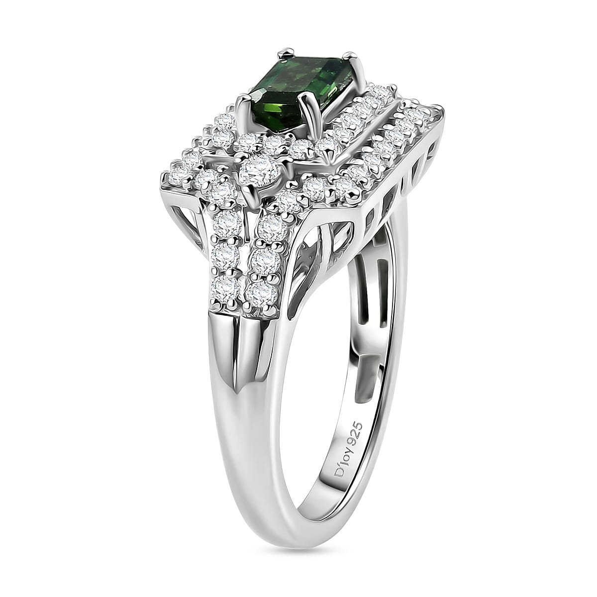 Certified & Appraised D'Joy Premium Arquiana Mint Tourmaline, Moissanite Ring in Rhodium Over Sterling Silver (Size 6.0) 1.33 ctw image number 3