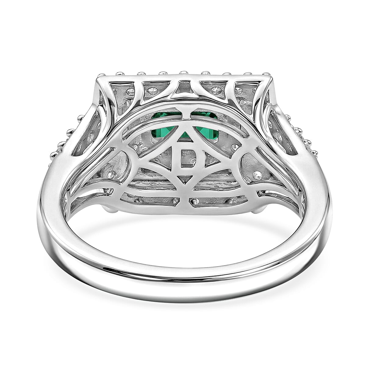 Certified & Appraised D'Joy Premium Arquiana Mint Tourmaline, Moissanite Ring in Rhodium Over Sterling Silver (Size 6.0) 1.33 ctw