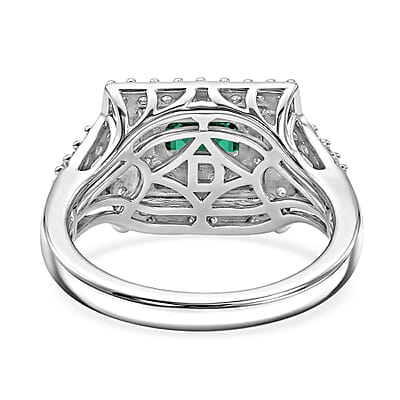 Certified & Appraised D'Joy Premium Arquiana Mint Tourmaline, Moissanite Ring in Rhodium Over Sterling Silver (Size 6.0) 1.33 ctw