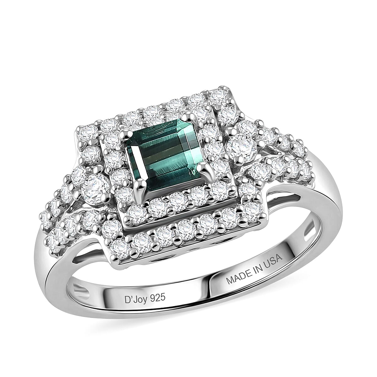 Certified & Appraised D'Joy Premium Arquiana Mint Tourmaline, Moissanite Ring in Rhodium Over Sterling Silver (Size 6.0) 1.33 ctw
