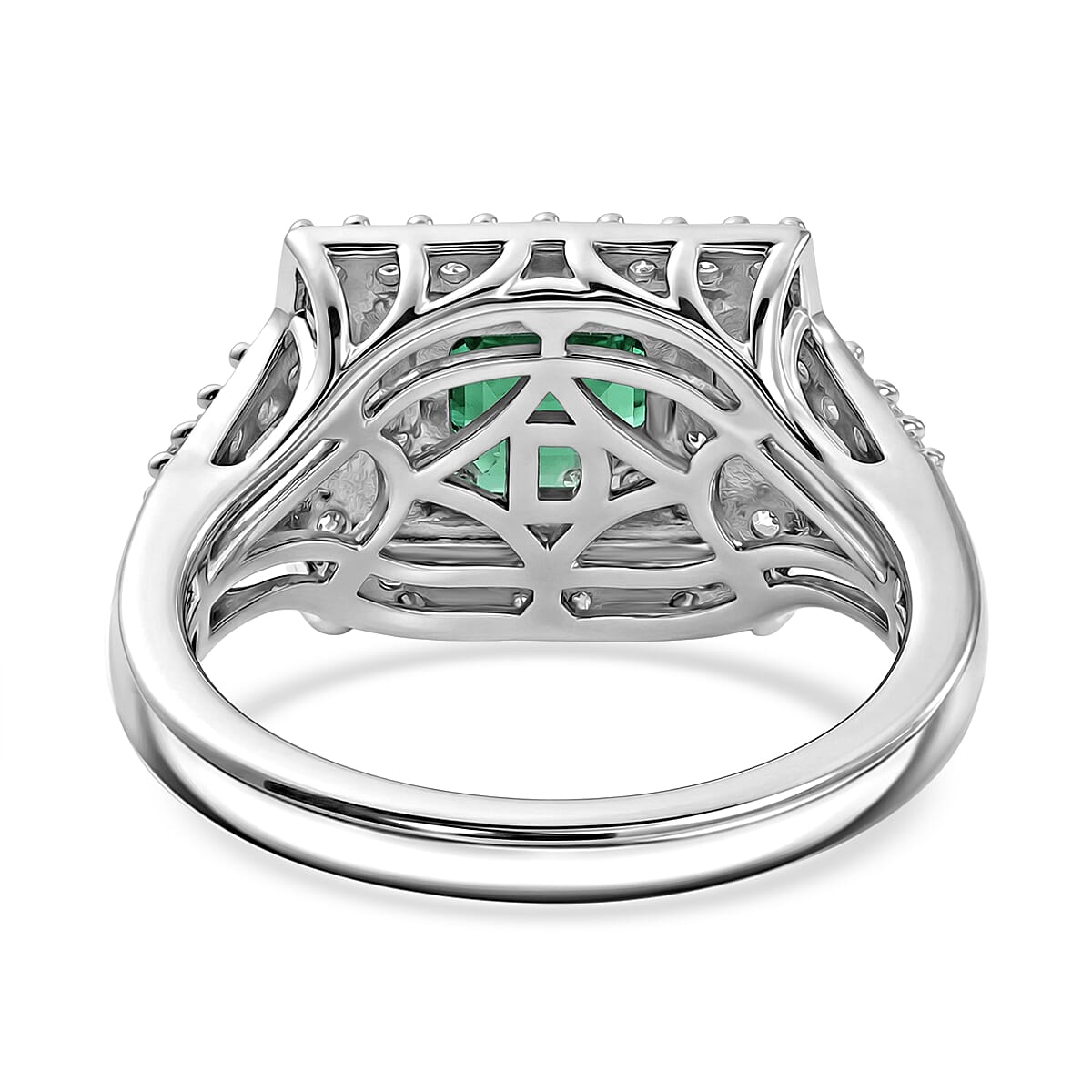Certified & Appraised D'Joy Premium Arquiana Mint Tourmaline, Moissanite Ring in Rhodium Over Sterling Silver (Size 7.0) 1.33 ctw
