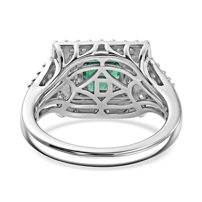 Certified & Appraised D'Joy Premium Arquiana Mint Tourmaline, Moissanite Ring in Rhodium Over Sterling Silver (Size 7.0) 1.33 ctw