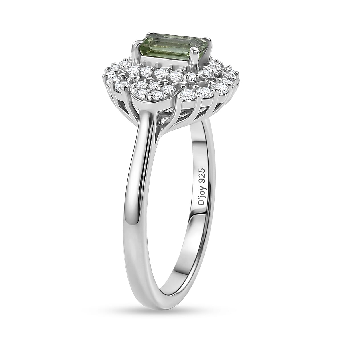 Certified & Appraised D'Joy Premium Arquiana Mint Tourmaline, Moissanite Ring in Rhodium Over Sterling Silver (Size 6.0) 1.17 ctw image number 3