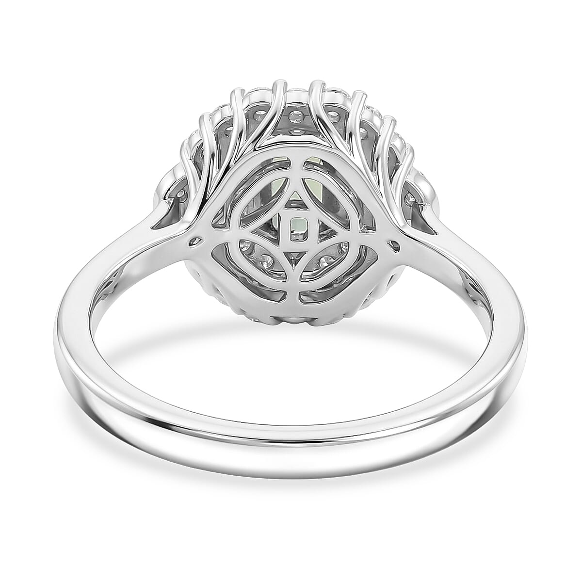 Certified & Appraised D'Joy Premium Arquiana Mint Tourmaline, Moissanite Ring in Rhodium Over Sterling Silver (Size 6.0) 1.17 ctw image number 4