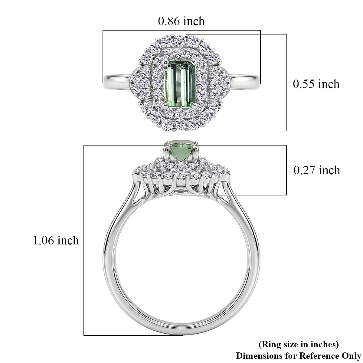 Certified & Appraised D'Joy Premium Arquiana Mint Tourmaline, Moissanite Ring in Rhodium Over Sterling Silver (Size 6.0) 1.17 ctw image number 5