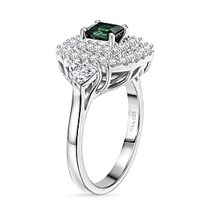 Certified & Appraised D'Joy Premium Arquiana Mint Tourmaline and Moissanite 1.58 ctw Ring in Rhodium Over Sterling Silver (Size 6.0)