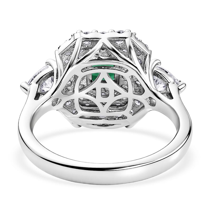 Certified & Appraised D'Joy Premium Arquiana Mint Tourmaline and Moissanite 1.58 ctw Ring in Rhodium Over Sterling Silver (Size 6.0)