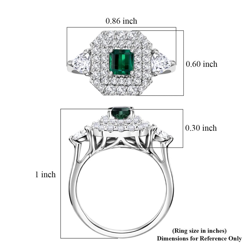 Certified & Appraised D'Joy Premium Arquiana Mint Tourmaline and Moissanite 1.58 ctw Ring in Rhodium Over Sterling Silver (Size 6.0)