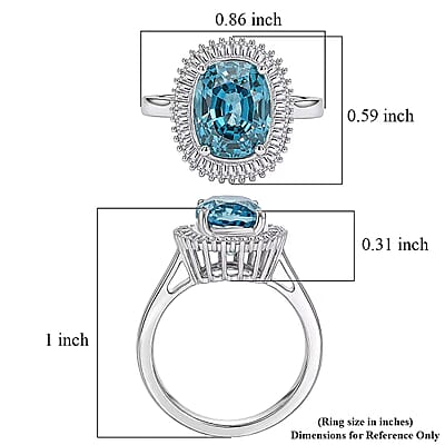Luxoro AAA Cambodian Blue Zircon and Diamond I2 5.20 ctw Ocean Starlight Halo Ring in 10K White Gold (Size 10.0)