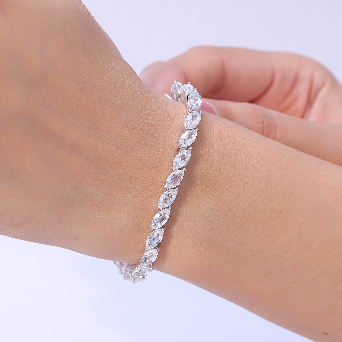 EverTrue White Topaz Bracelet in Platinum Bond (6.50 In) 17.75 ctw image number 2