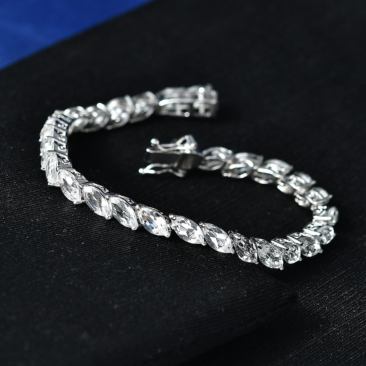 EverTrue White Topaz 19.35 ctw Tennis Bracelet in Platinum Bond (7.25 In) image number 1