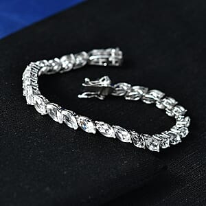 EverTrue White Topaz 19.35 ctw Tennis Bracelet in Platinum Bond (7.25 In)