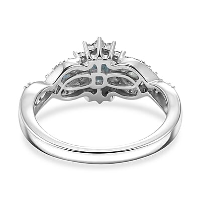 D'Joy Montana Sapphire and Moissanite 1.60 ctw Infinity Ring in Rhodium Over Sterling Silver (Size 10.0)