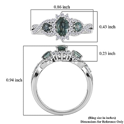 D'Joy Montana Sapphire and Moissanite 1.60 ctw Infinity Ring in Rhodium Over Sterling Silver (Size 10.0)