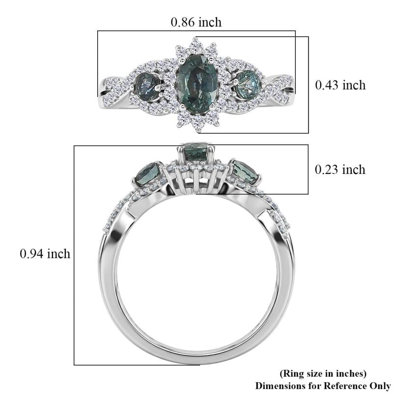 D'Joy Montana Sapphire and Moissanite 1.60 ctw Infinity Ring in Rhodium Over Sterling Silver (Size 10.0)