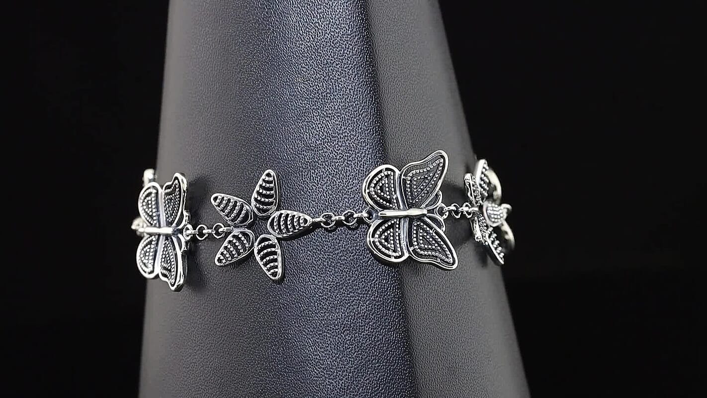 GP Trionfo Collection Artisan Crafted Butterfly Bracelet in Sterling Silver (7.25 In) 10.40 Grams