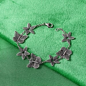 D'Joy Artisan Crafted Kanchanaburi Blue Sapphire  Station Bracelet (Size - 7.25) Sterling Silver ,  Silver Wt. 11.26 g (7.25 In)