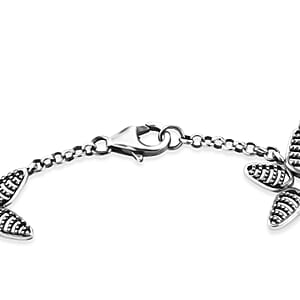 D'Joy Artisan Crafted Kanchanaburi Blue Sapphire  Station Bracelet (Size - 7.25) Sterling Silver ,  Silver Wt. 11.26 g (7.25 In)